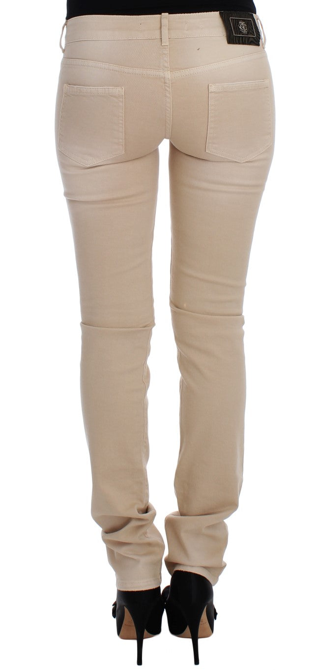 Cavalli Beige Wash Slim Fit Cotton Stretch Jeans $578.00 Cavalli Luzworld