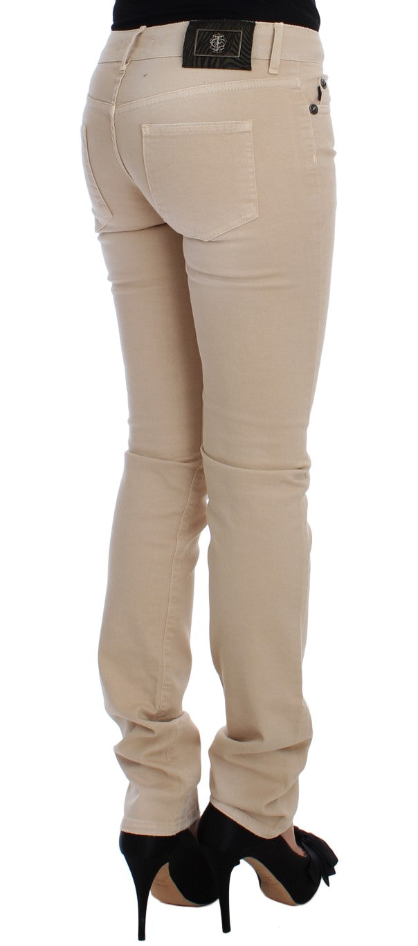 Cavalli Beige Wash Slim Fit Cotton Stretch Jeans $578.00 Cavalli Luzworld