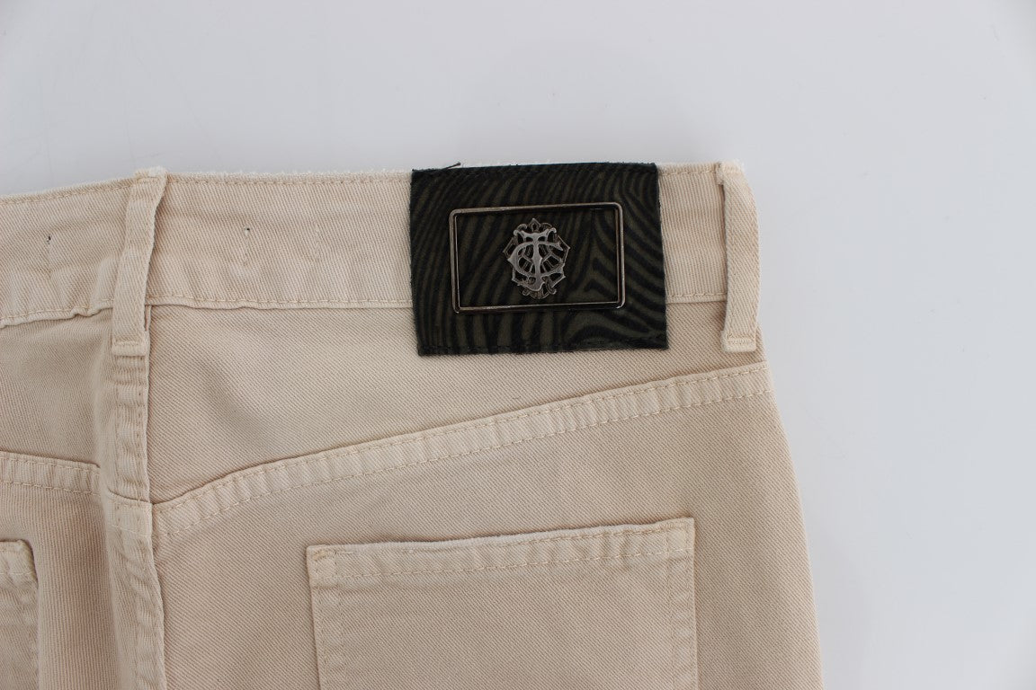 Cavalli Beige Wash Slim Fit Cotton Stretch Jeans $578.00 Cavalli Luzworld