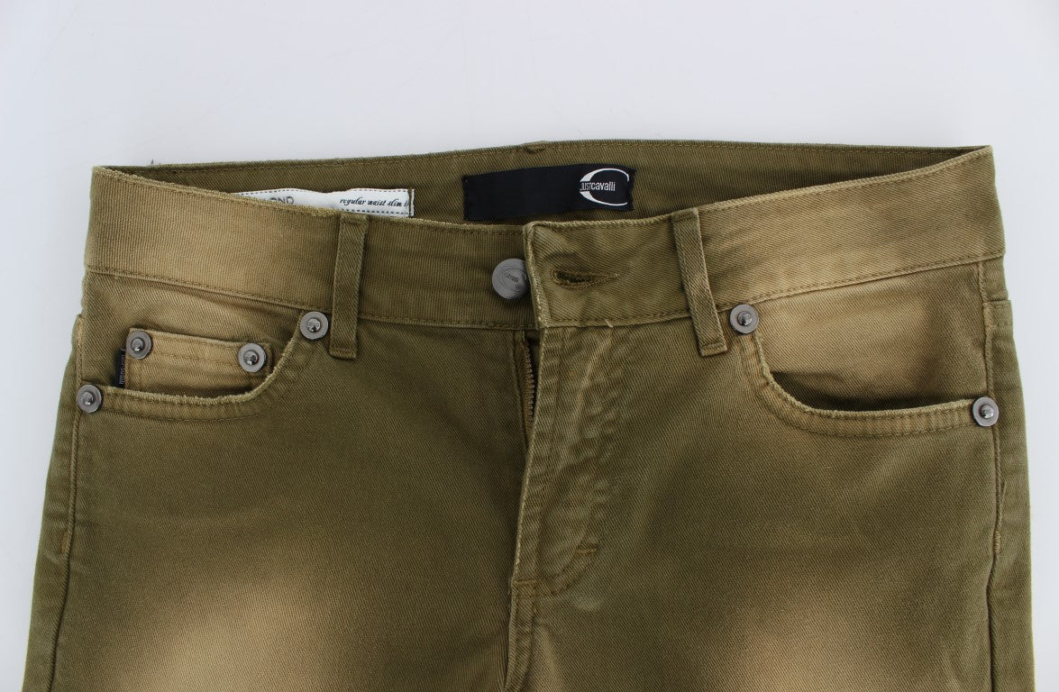 Cavalli Green Wash Slim Fit Cotton Stretch Jeans $578.00 Cavalli Luzworld
