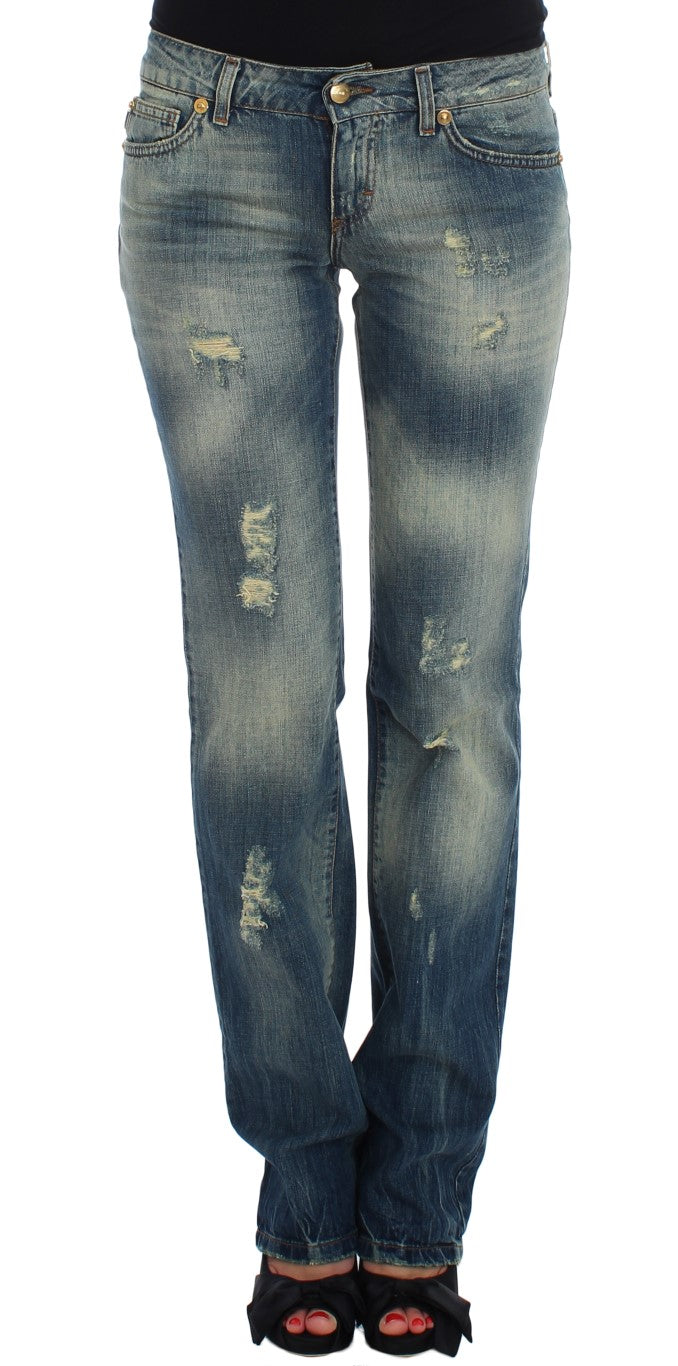 Cavalli Blue Cotton Low Waist Jeans $578.00 Cavalli Luzworld