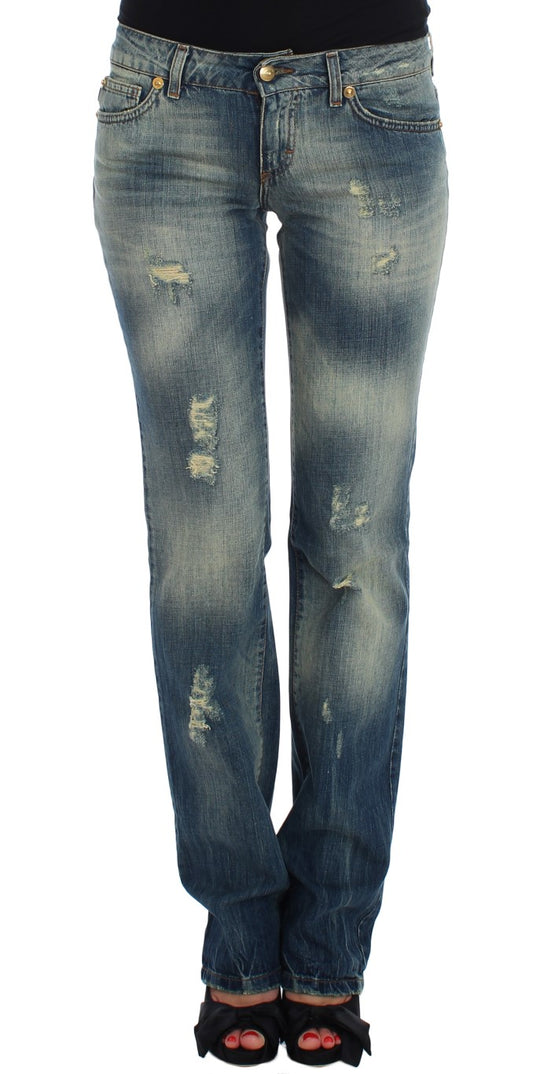 Cavalli Blue Cotton Low Waist Jeans $578.00 Cavalli Luzworld