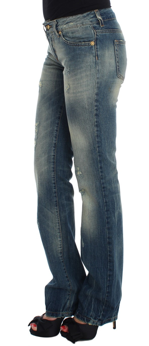 Cavalli Blue Cotton Low Waist Jeans $578.00 Cavalli Luzworld