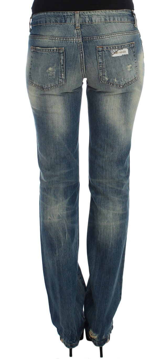 Cavalli Blue Cotton Low Waist Jeans $578.00 Cavalli Luzworld