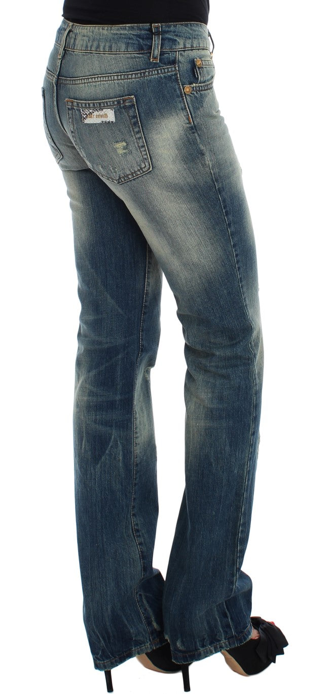 Cavalli Blue Cotton Low Waist Jeans $578.00 Cavalli Luzworld