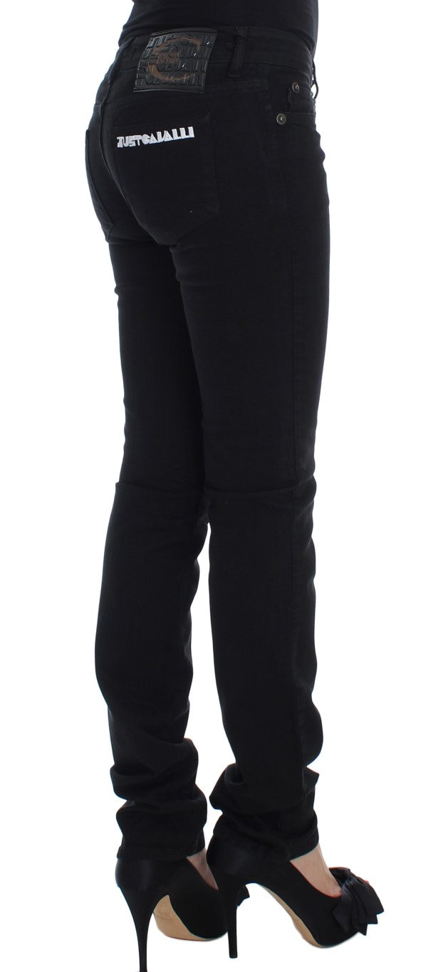 Cavalli Black Cotton Stretch Slim Skinny Fit Jeans $565.00 Cavalli Luzworld