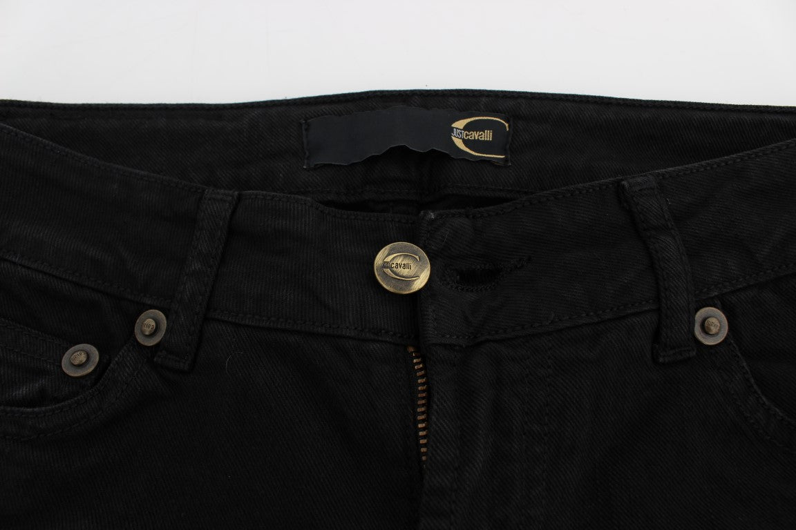 Cavalli Black Cotton Stretch Slim Skinny Fit Jeans $565.00 Cavalli Luzworld