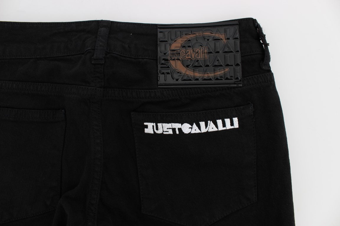 Cavalli Black Cotton Stretch Slim Skinny Fit Jeans $565.00 Cavalli Luzworld