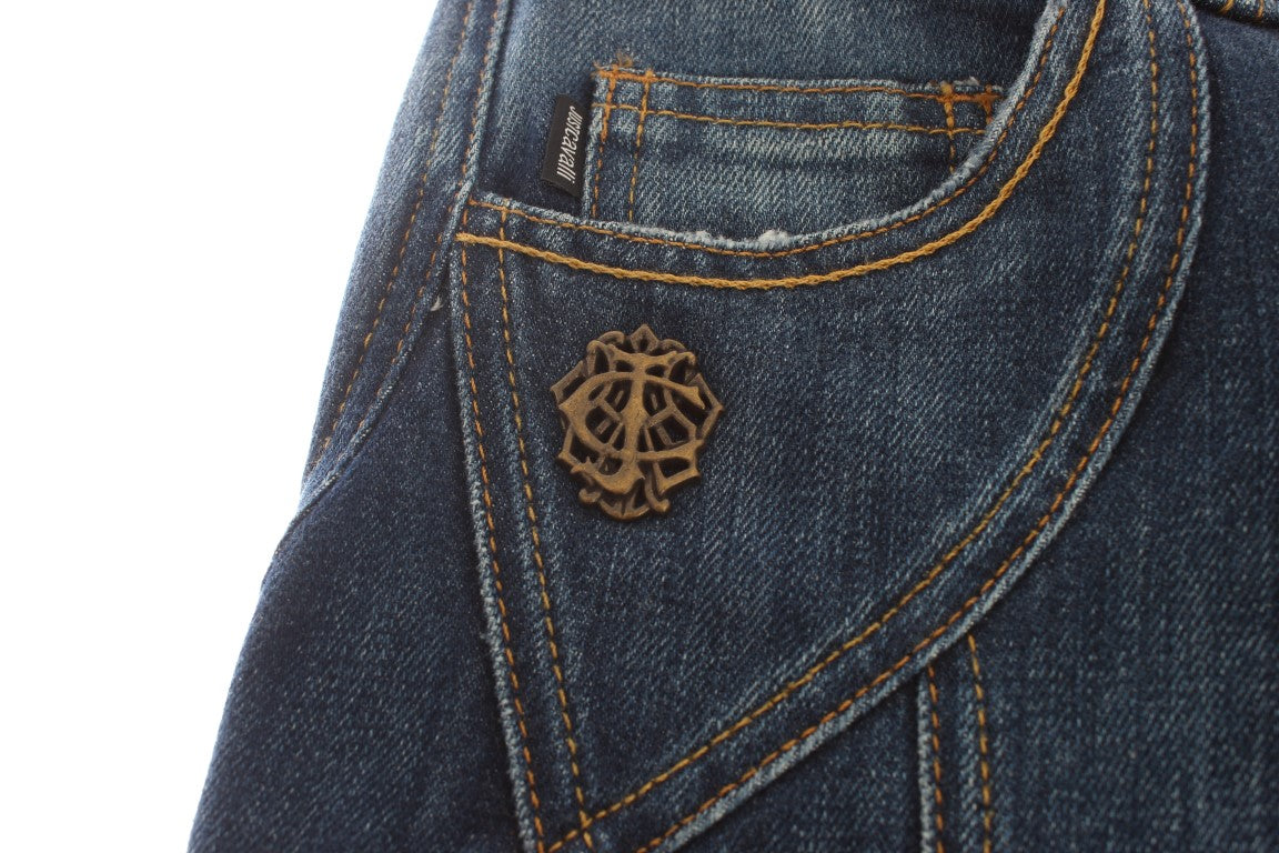 Cavalli Blue Cotton Stretch Low Waist Jeans $578.00 Cavalli Luzworld