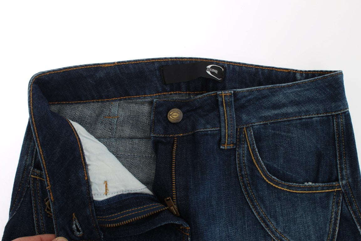 Cavalli Blue Cotton Stretch Low Waist Jeans $578.00 Cavalli Luzworld
