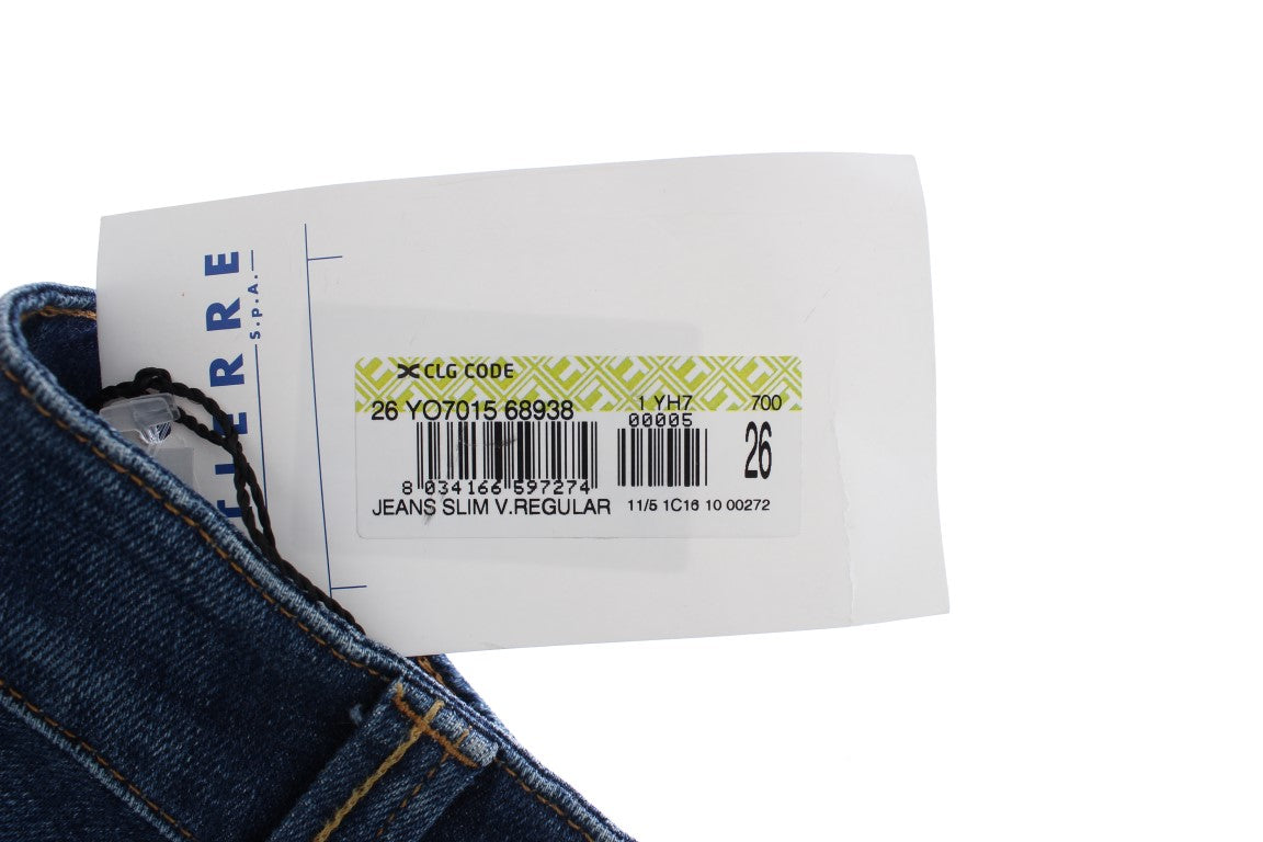 Cavalli Blue Cotton Stretch Low Waist Jeans $578.00 Cavalli Luzworld