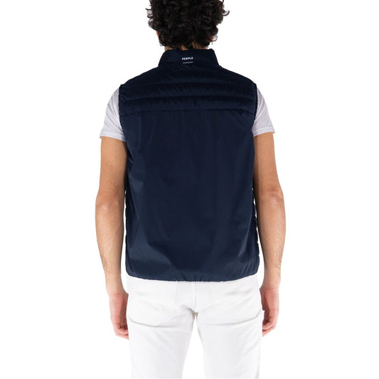 People Of Shibuya Blue Polyester Men's Vest $572.00 People Of Shibuya Luzworld