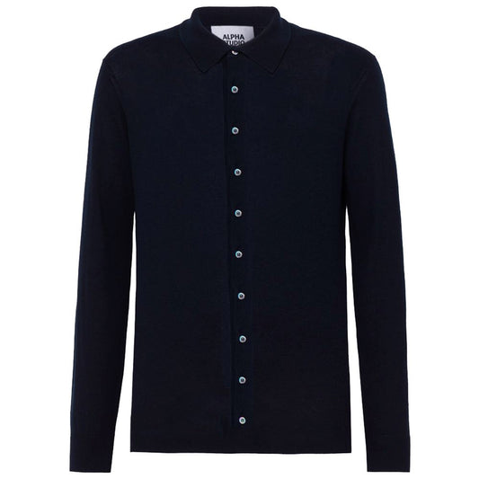 Alpha Studio Blue Cotton Shirt $273.00 Alpha Studio Luzworld