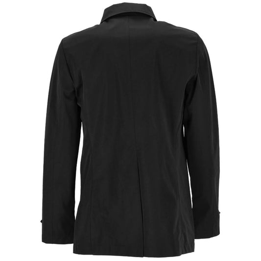 Yes Zee Black Polyester Men's Trench Jacket $508.00 Yes Zee Luzworld