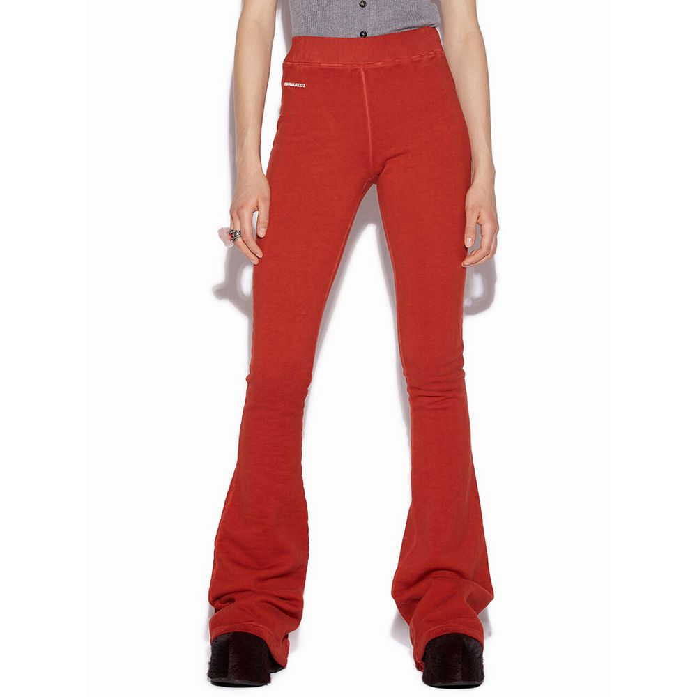 Dsquared² Red Cotton Flared Pant $692.00 Dsquared² Luzworld