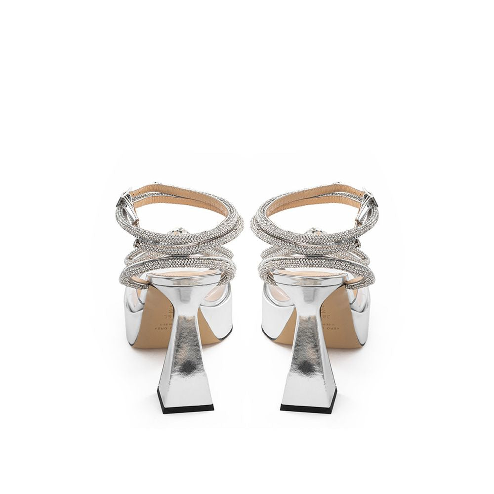 MACH & MACH Elegant Silver Leather Platforms $2040.00 MACH & MACH Luzworld