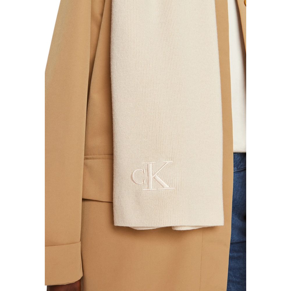 Calvin Klein Cream Recycled Polyester Scarf $168.00 Calvin Klein Luzworld