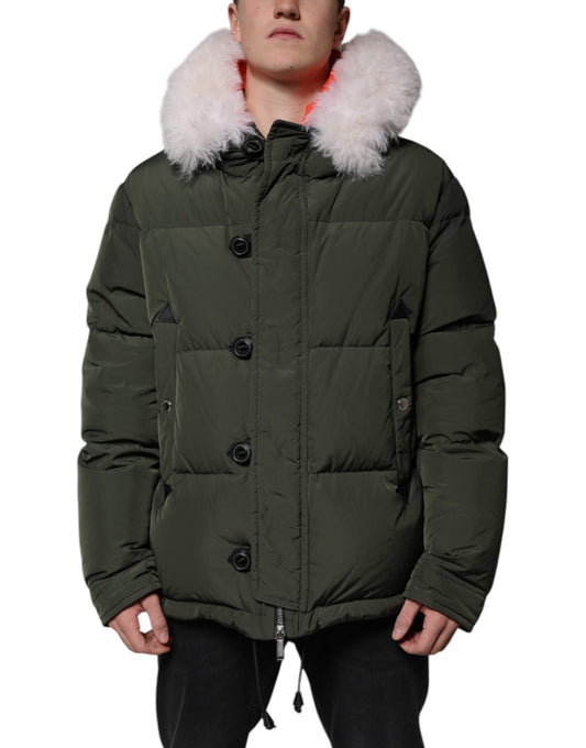 Dsquared² Green Hooded Long Sleeves Fur Shearling Jacket $3402.00 Dsquared² Luzworld