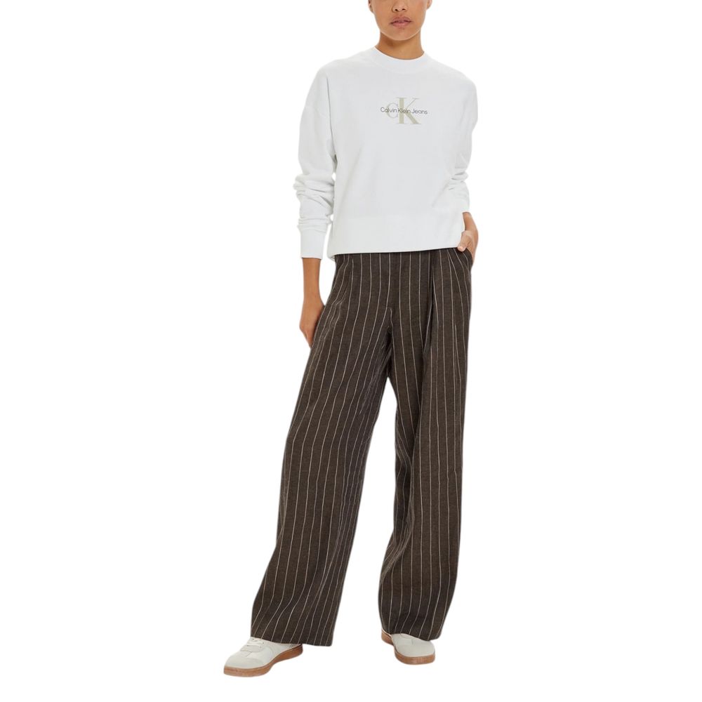 Calvin Klein Jeans White Recycled Cotton Sweatshirt