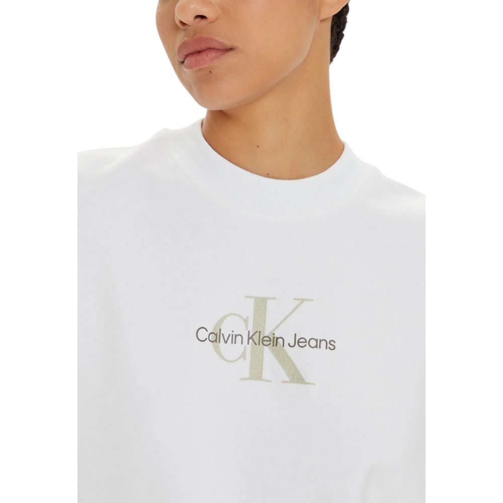 Calvin Klein Jeans White Recycled Cotton Sweatshirt