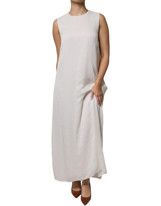 Peserico White Sleeveless Round Neck Shift Long Maxi Dress $1440.00 Peserico Luzworld