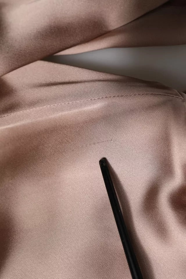 Emporio Armani Pink Satin Long Sleeves Sheath Wrap Mini Dress $1435.00 Emporio Armani Luzworld