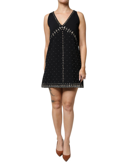 PINKO Black Embellished Polyester Sleeveless Shift A-line Mini Dress $599.00 PINKO Luzworld