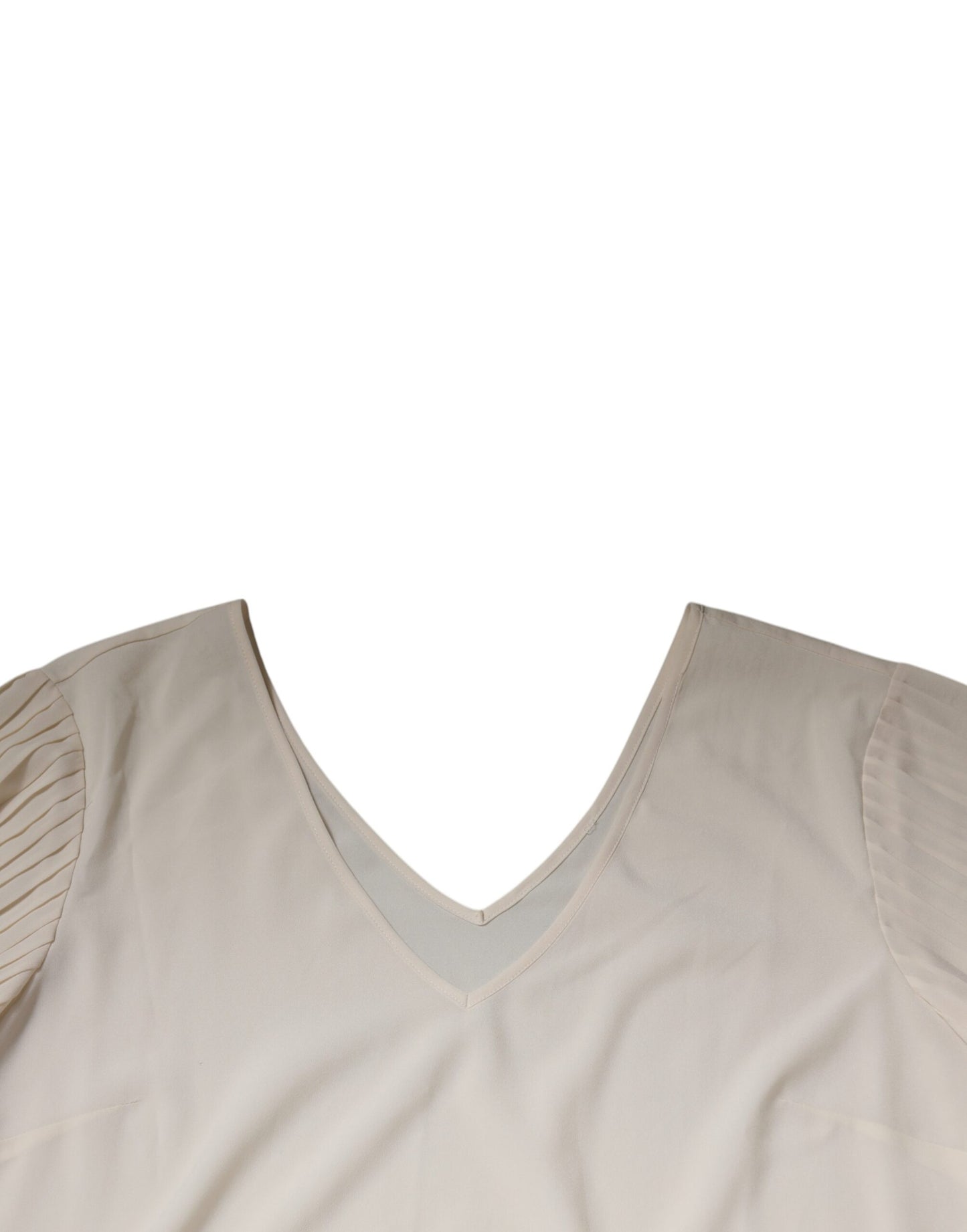 Peserico Off White Short Sleeves V-neck Shift Midi Dress $973.00 Peserico Luzworld