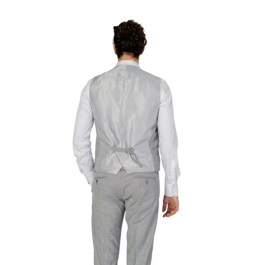 Antony Morato Gray Polyester Waistcoat $194.00 Antony Morato Luzworld
