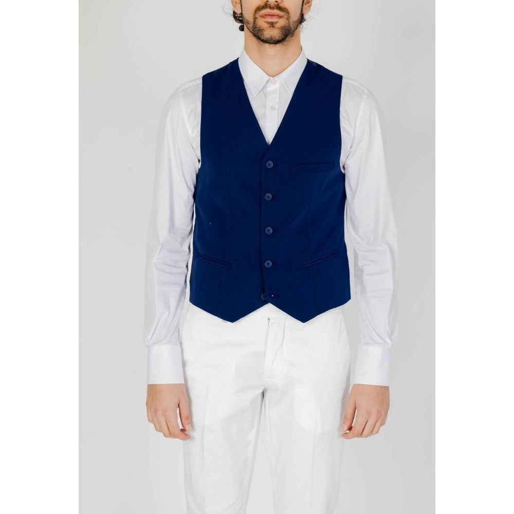 Only & Sons Blue Polyester Waistcoat $137.00 Only & Sons Luzworld