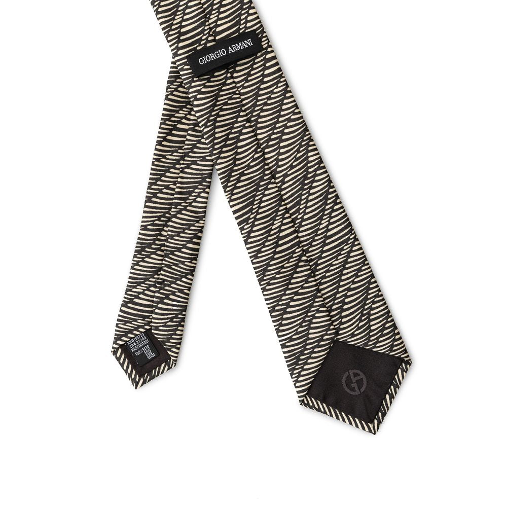 Giorgio Armani Black And White Silk Ty $263.00 Giorgio Armani Luzworld