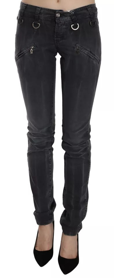 John Galliano Grey Washed Low Waist Zipper Side Skinny Denim Jeans $636.00 John Galliano Luzworld