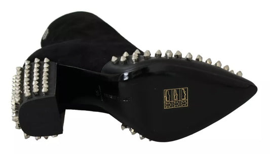 Philipp Plein Black Suede Studded Heels Ankle Boots Shoes $2466.00 Philipp Plein Luzworld