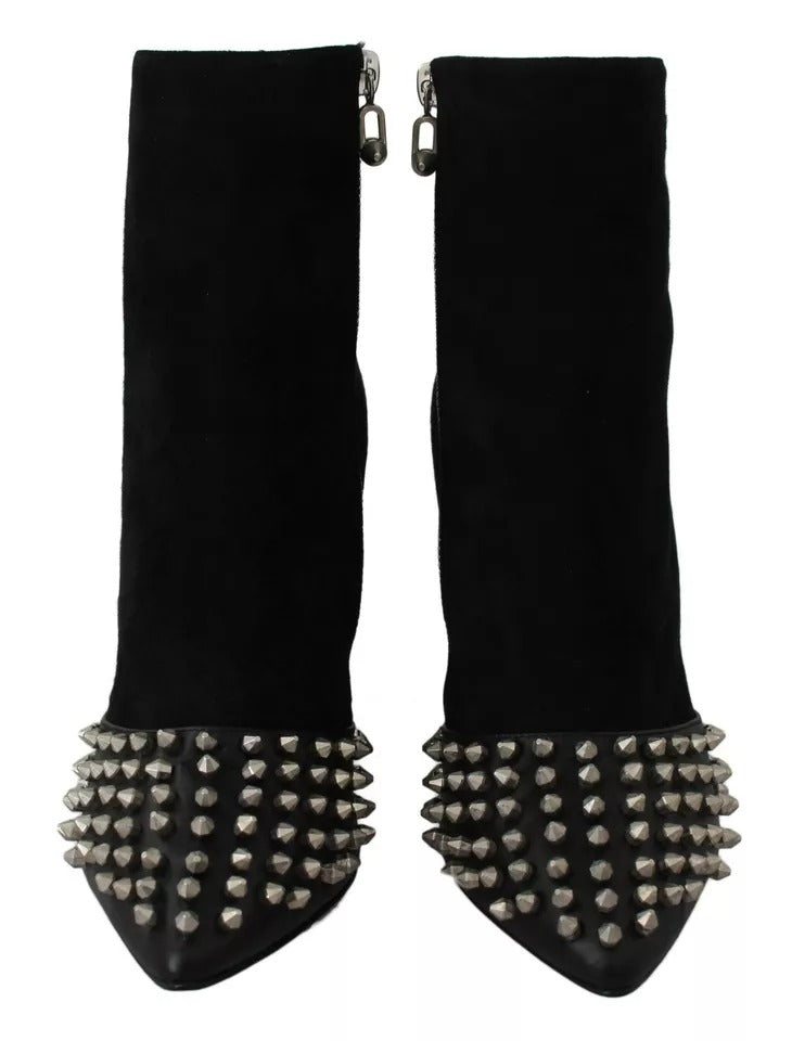 Philipp Plein Black Suede Studded Heels Ankle Boots Shoes $2466.00 Philipp Plein Luzworld