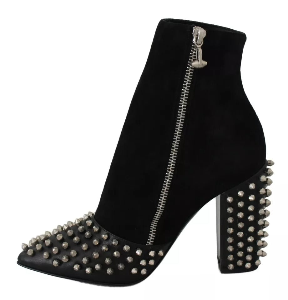 Philipp Plein Black Suede Studded Heels Ankle Boots Shoes $2466.00 Philipp Plein Luzworld