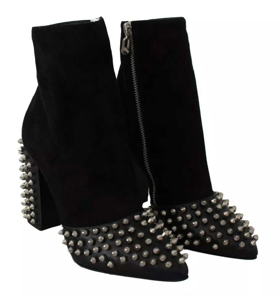 Philipp Plein Black Suede Studded Heels Ankle Boots Shoes $2466.00 Philipp Plein Luzworld