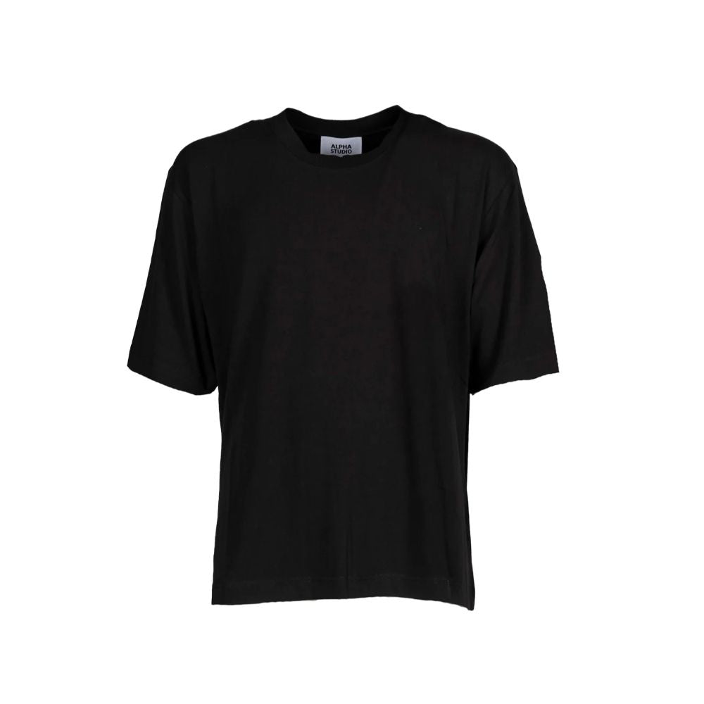 Alpha Studio Black Cotton T-Shirt $180.00 Alpha Studio Luzworld