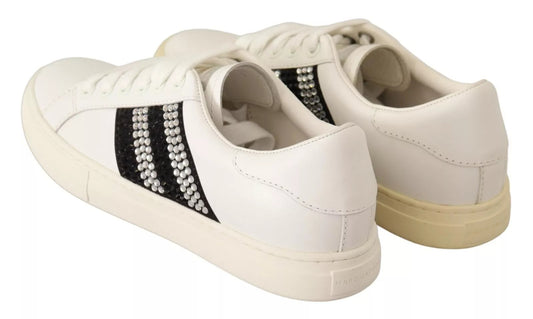 Marc Jacobs White Leather Crystal Embellished Sneakers Shoes $861.00 Marc Jacobs Luzworld