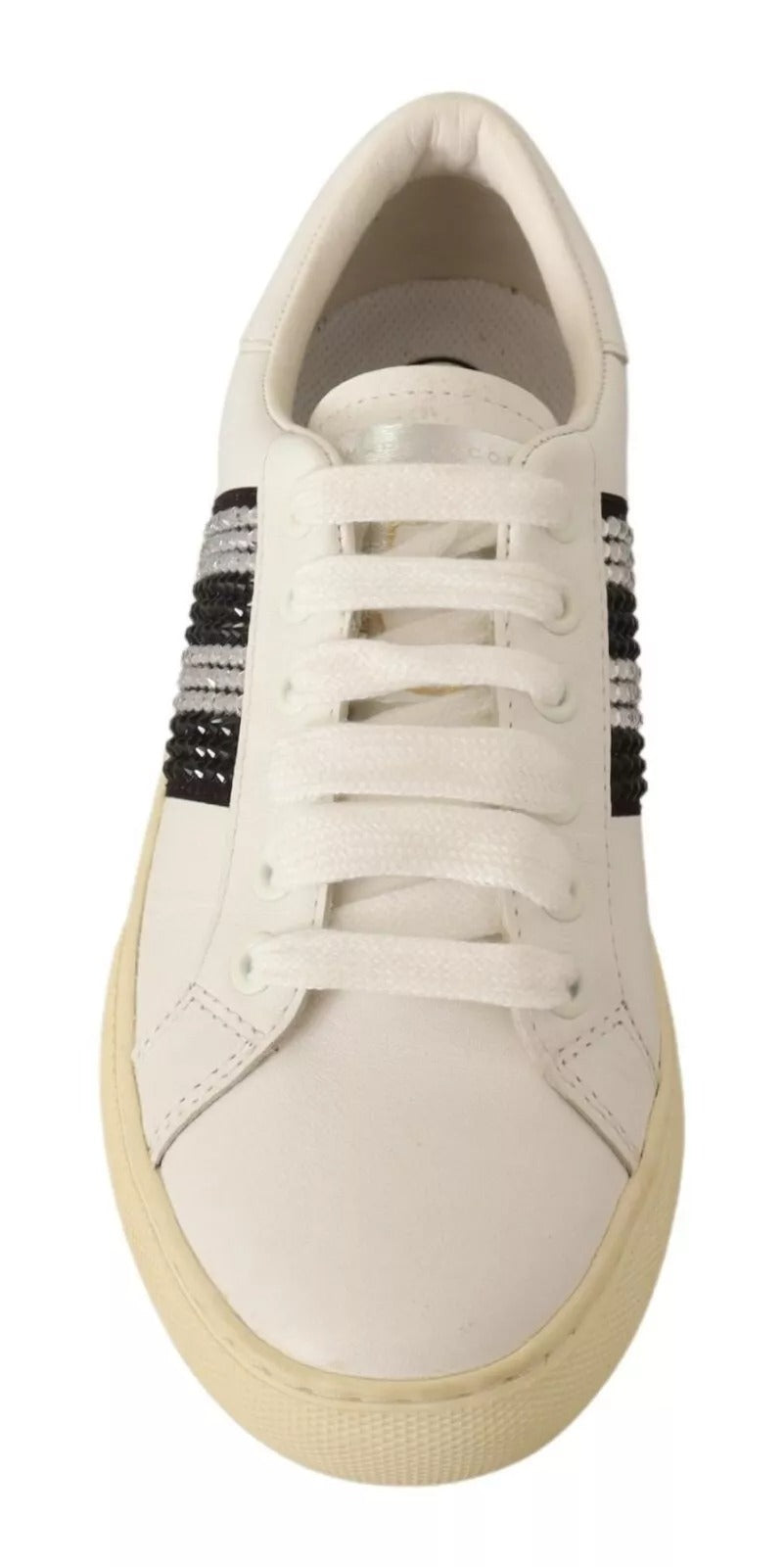 Marc Jacobs White Leather Crystal Embellished Sneakers Shoes $861.00 Marc Jacobs Luzworld