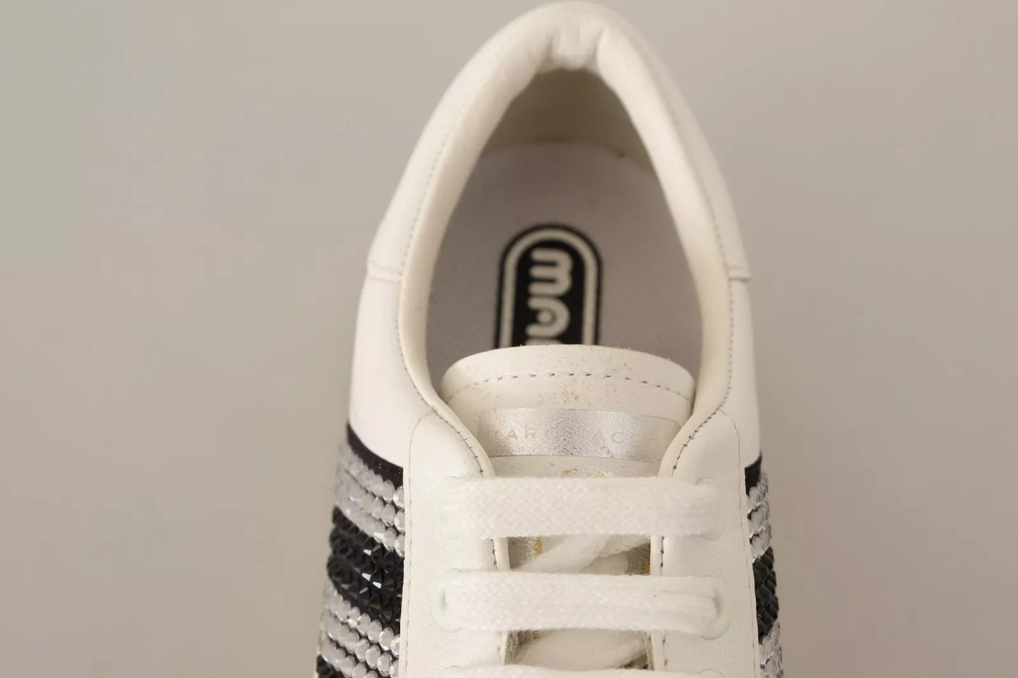 Marc Jacobs White Leather Crystal Embellished Sneakers Shoes $861.00 Marc Jacobs Luzworld