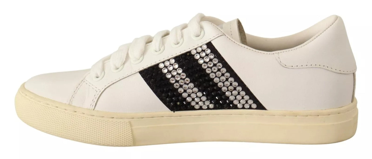 Marc Jacobs White Leather Crystal Embellished Sneakers Shoes $861.00 Marc Jacobs Luzworld