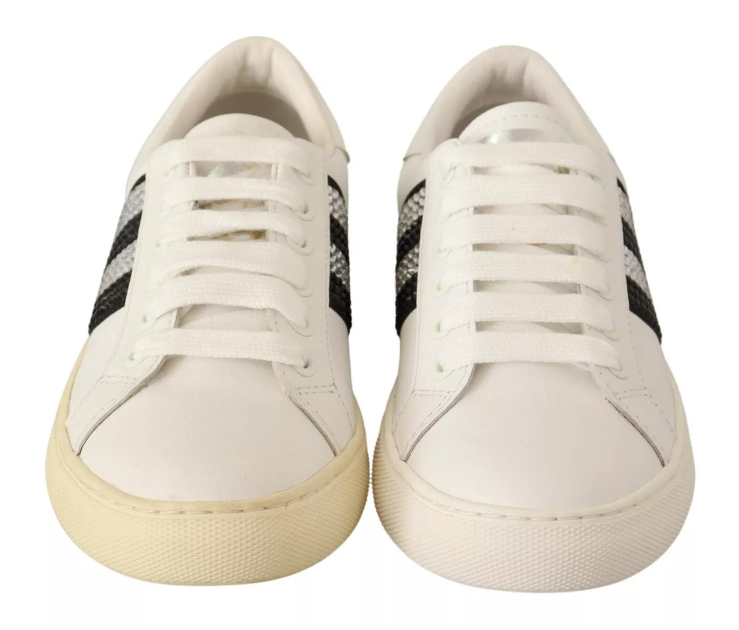 Marc Jacobs White Leather Crystal Embellished Sneakers Shoes $861.00 Marc Jacobs Luzworld