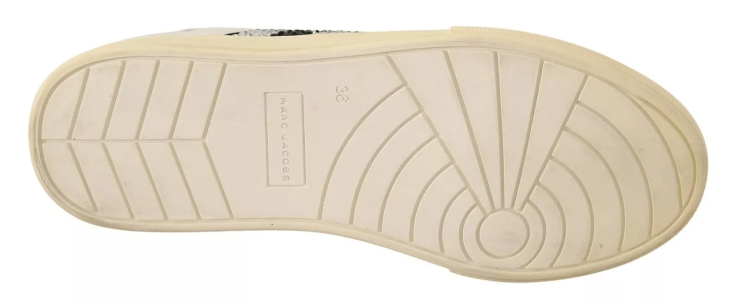 Marc Jacobs White Leather Crystal Embellished Sneakers Shoes $861.00 Marc Jacobs Luzworld