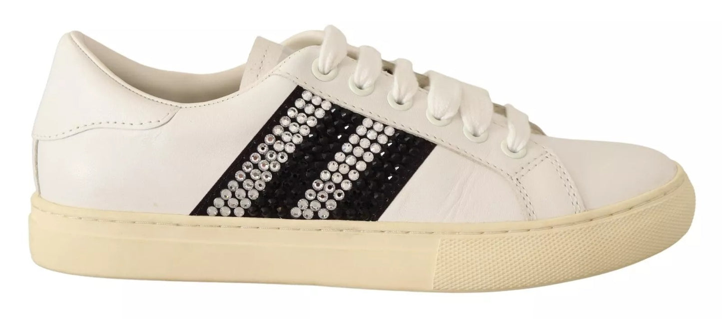 Marc Jacobs White Leather Crystal Embellished Sneakers Shoes $861.00 Marc Jacobs Luzworld