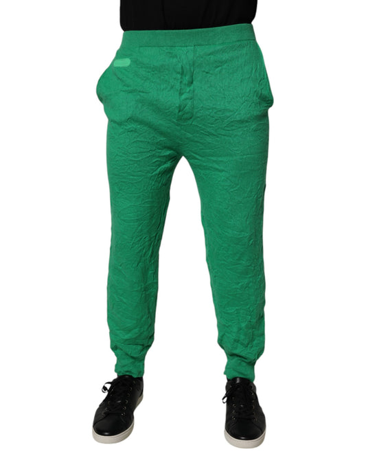 Dsquared² Green Cotton Elastic Waist Men Casual Pants $2478.00 Dsquared² Luzworld