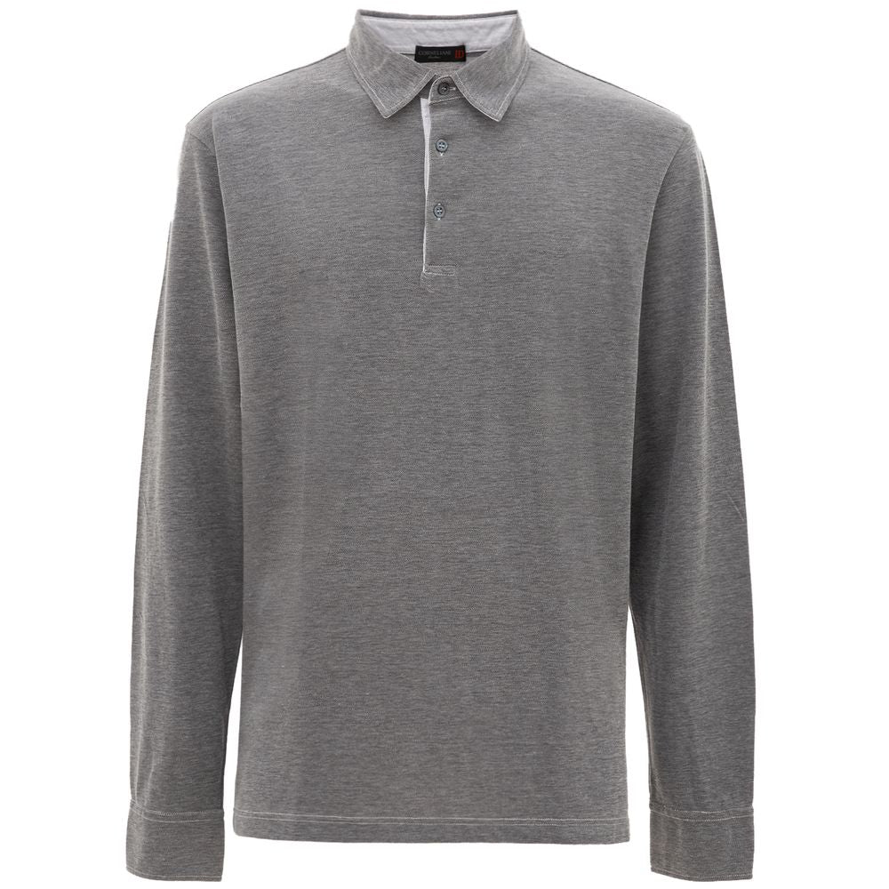 Corneliani Gray Cotton Polo Shirt $627.00 Corneliani Luzworld