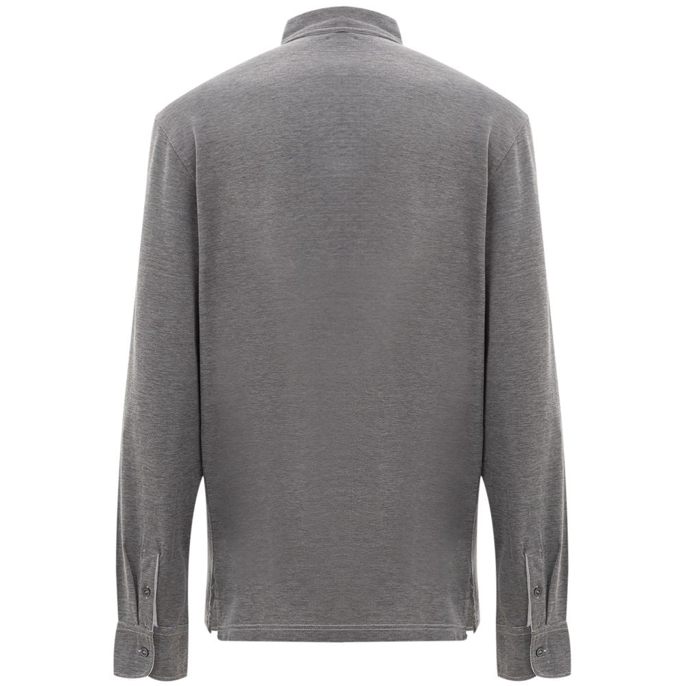 Corneliani Gray Cotton Polo Shirt $627.00 Corneliani Luzworld