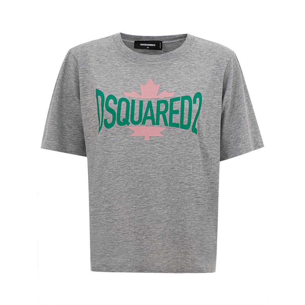 Dsquared² Chic Gray Cotton Tee for the Modern Woman $564.00 Dsquared² Luzworld