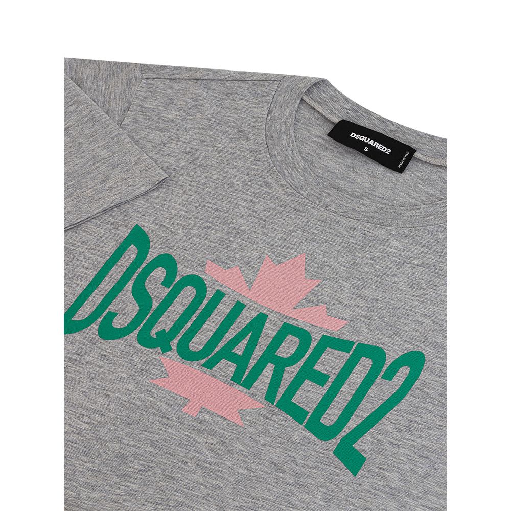 Dsquared² Chic Gray Cotton Tee for the Modern Woman $564.00 Dsquared² Luzworld