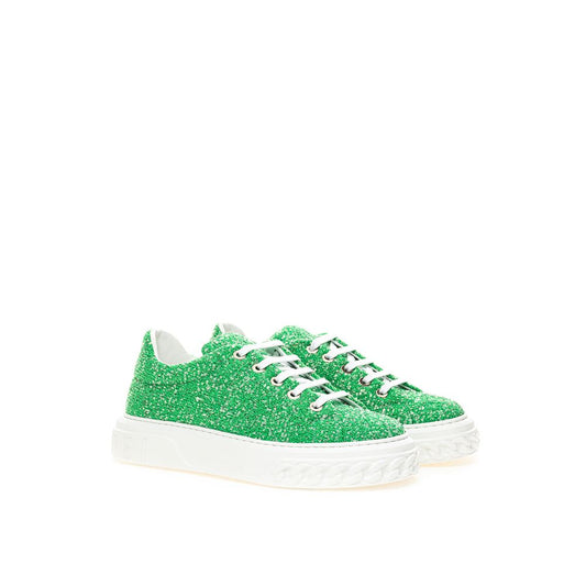 Casadei Emerald Elegance Leather Sneakers $1148.00 Casadei Luzworld